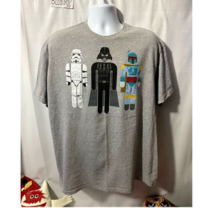 Star Wars Shirt XL Mens Cotton Darth Vader Boba Fett Storm Tropper Gray